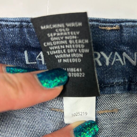 Lane Bryant Flare Jeans Genius Fit Deep Blue Denim Y2K White Stitching 18 Plus - Picture 10 of 10